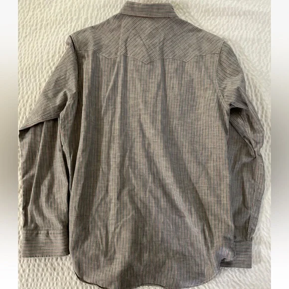 RRL Ralph Lauren Pearl Snap Striped Denim Oxford Western Cut Workshirt Size L - Picture 6 of 8